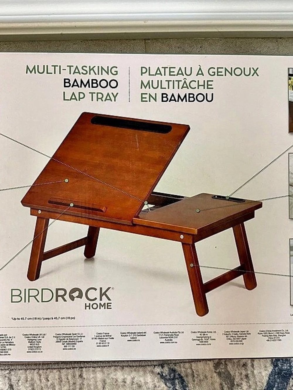 BirdRock Home Multi-Tasking Bamboo Lap Tray Brown